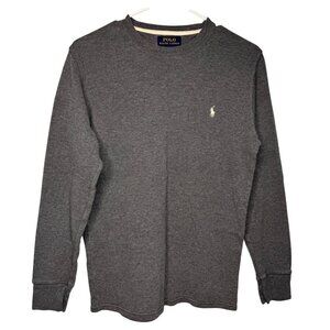 Polo Ralph Lauren Mens SZ S Gray Long Sleeve Thermal Crewneck Pullover Shirt